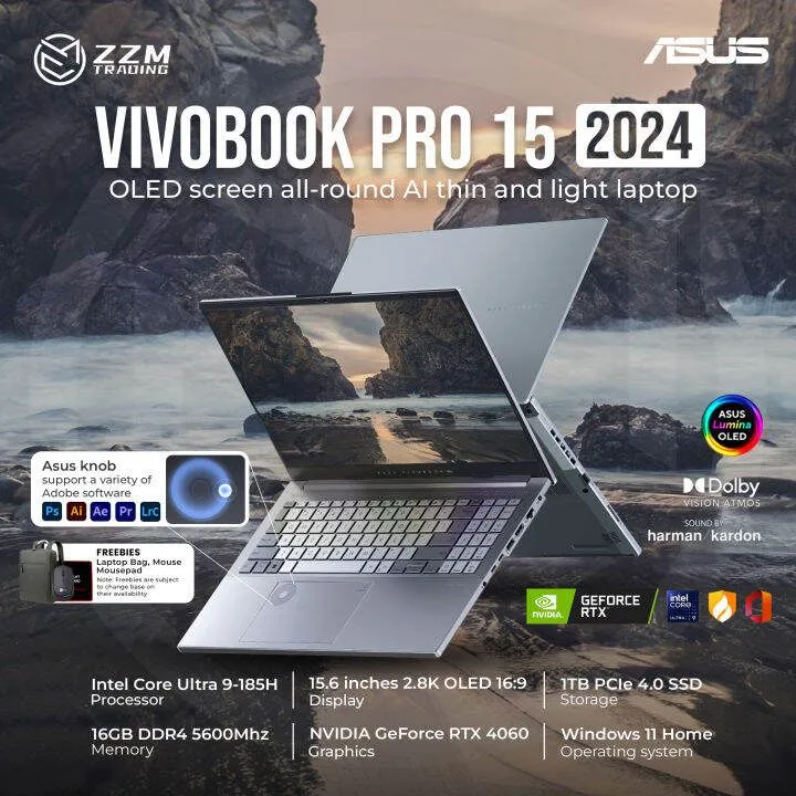 noutbuk asus vivobook pro 15 oled ultra 9 185h 16/24 rtx 4060 24/1.5 3