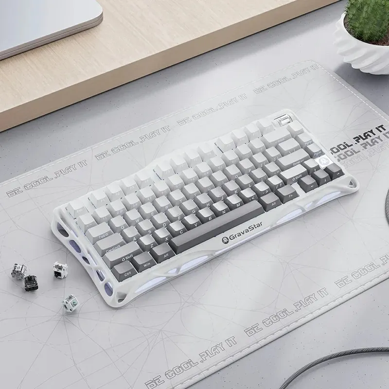 Клавиатура игровая Gravastar Mercury K1 Gradient White, механическая, Kailh Cherry Pink, RGB, 80 key — фото 6