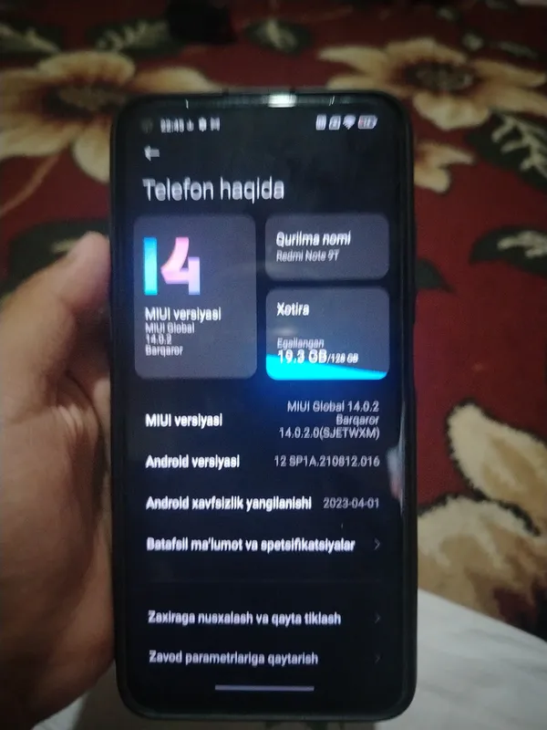 Redmi 9t sotiladi rarxi:650ming