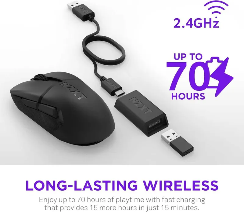 Gaming Mouse - NZXT Lift Elite Wireless Black/White Беспроводная мышка — фото 3
