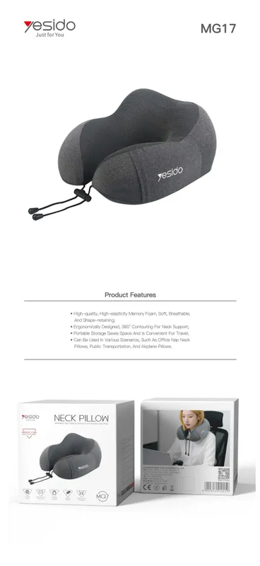 Yesido MG17 U-образная подушка для шеи из память-пены Neck Pillow 8 Yesido MG17 U-образная подушка для шеи из память-пены Neck Pillow 8