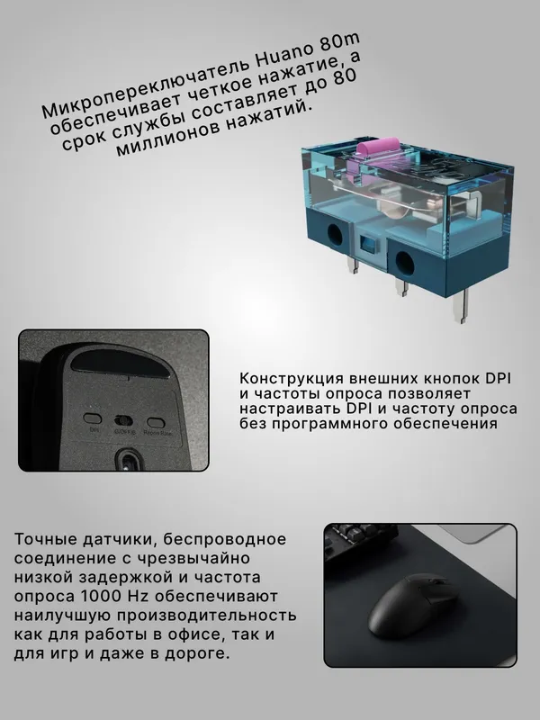 Игровая беспроводная мышка Keychron M2 mini BT/WL/USB-A/USB-C, 1K, 50г, PixArt 3395 — фото 2 Игровая беспроводная мышка Keychron M2 mini BT/WL/USB-A/USB-C, 1K, 50г, PixArt 3395 — фото 2