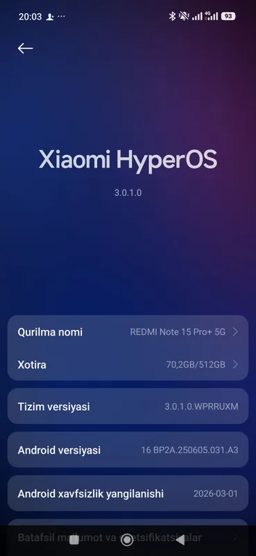 Redmi note 15 pro plus 5G 12 g 512 100 w 2