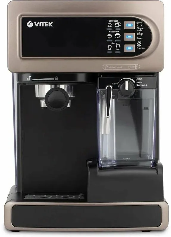 Кофеварка рожкового типа VITEK VT-1517 BN, для молотого кофе, давление — фото 1