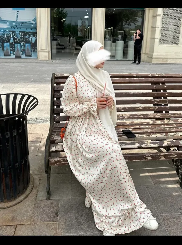 Широкое шелковое платье в цветочек (доставка бесплатная) 2
