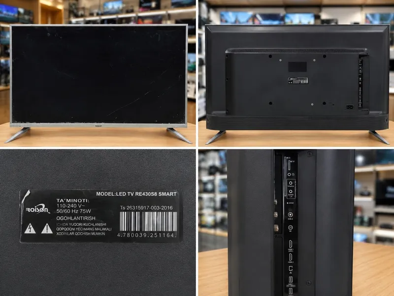 ROISON Smart TV 43 Смарт ТВ, 43", LED, Full HD, Wi-Fi, 2×HDMI,
