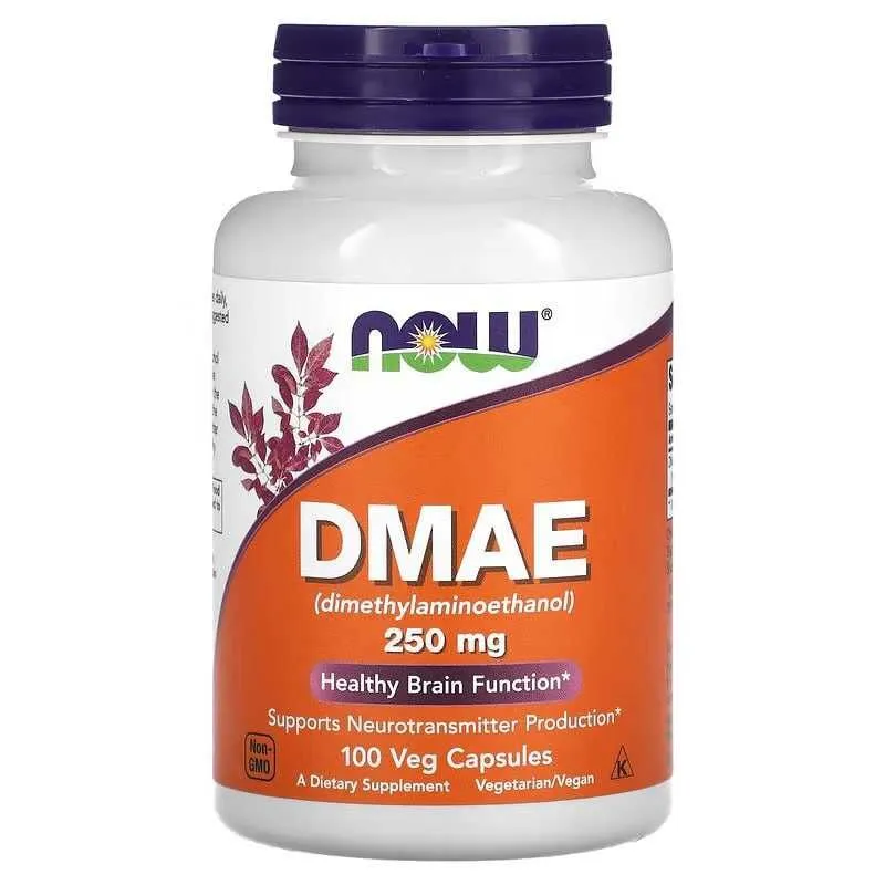 NOW Foods, ДМАЭ, 250 мг, 100 растительных капсул (DMAE) ДМАЕ