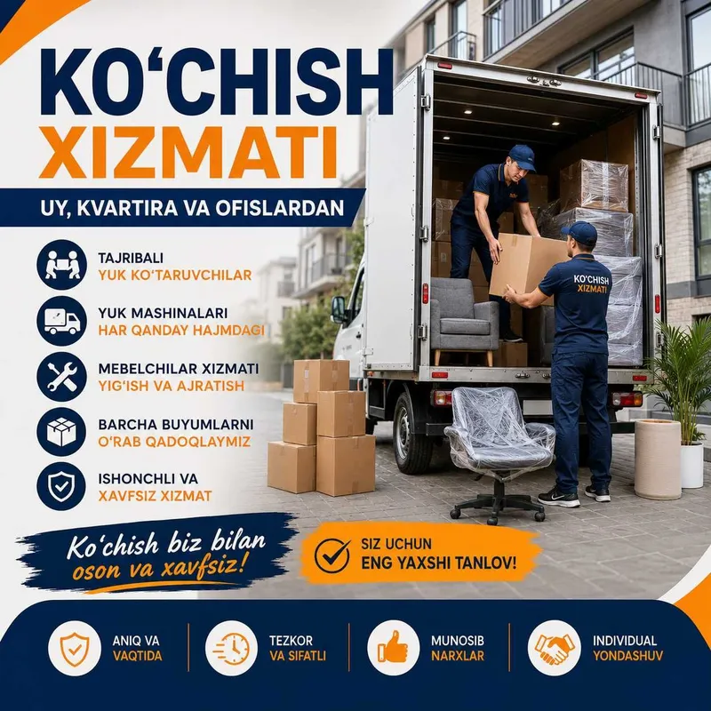 Ko‘chirish xizmati Uy,kvartira va ofis Yuk tashuvchilarMebel yig‘ish 2