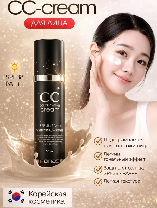 Солнцезащитный крем Ronas CC SPF 38 РА+++, 50 мл