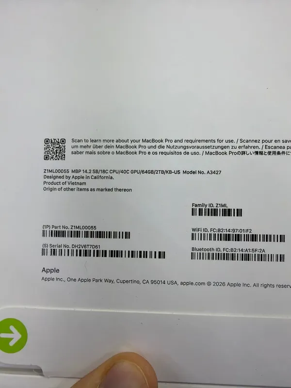 Macbook Pro 14 64/2Tb m5 Max