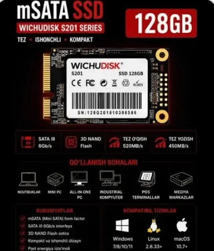 SSD SATA 128GB — kompyuter uchun 4 SSD SATA 128GB — kompyuter uchun 4