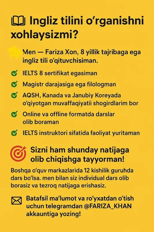 Ingliz tili darslari (repetitor)