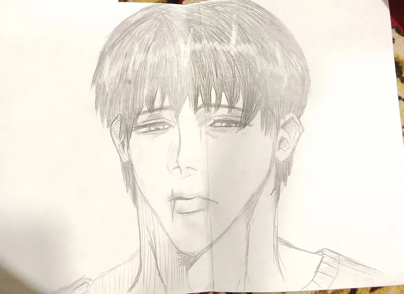 Anime qahramonlarining qalam bilan chizilgan rasmi 1
