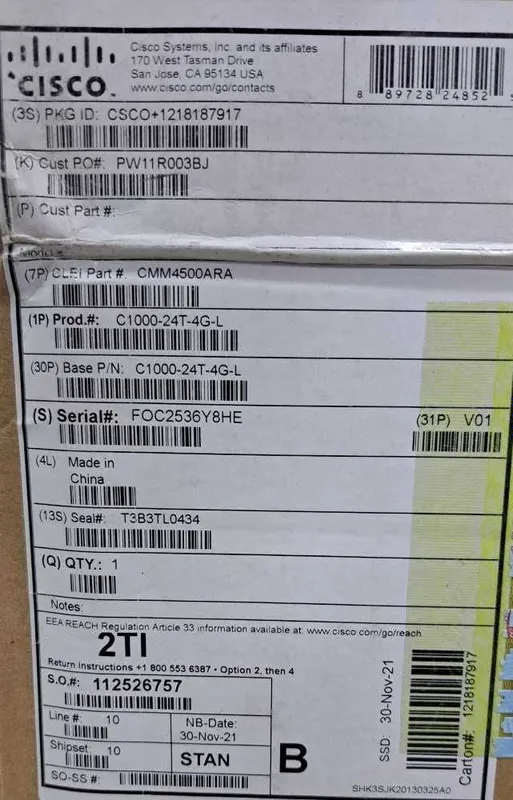 Cisco Catalyst C1000-24T-4G-L Новый, 24 порта Gigabit