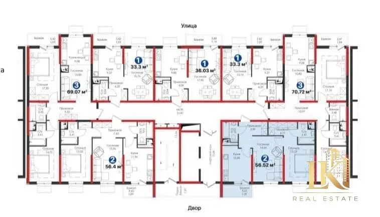 2-комнатная квартира, 56 м², ЖК NRG Meros (новостройка), черновая отделка 4