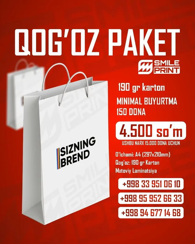 Qog'oz paket A5 Bloknot Evro Flayer