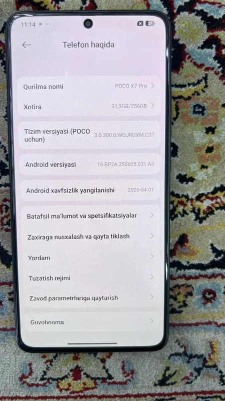 Poco X7pro 256gb 96% 500sikl karopka dakment