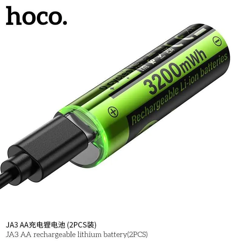 Hoco JA3 JA4 перезаряжаемые литиевые AA-батарейки Rechargeable Battery — фото 4
