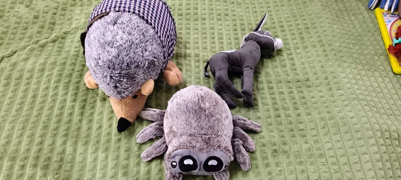 Детские мягкие игрушки ёжик, ослик, паучок