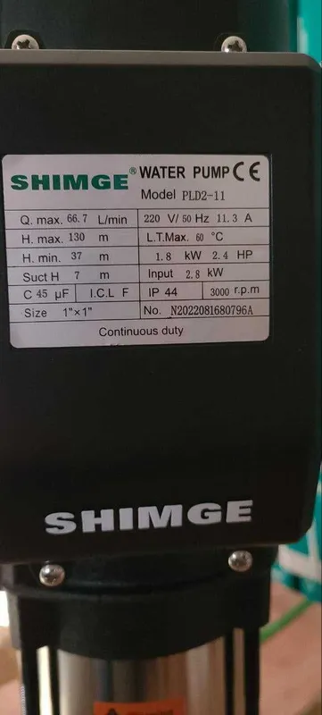 Многоступенчатий вертикальный центробежный насос PLD2-11 SHIMGE nasos — фото 2
