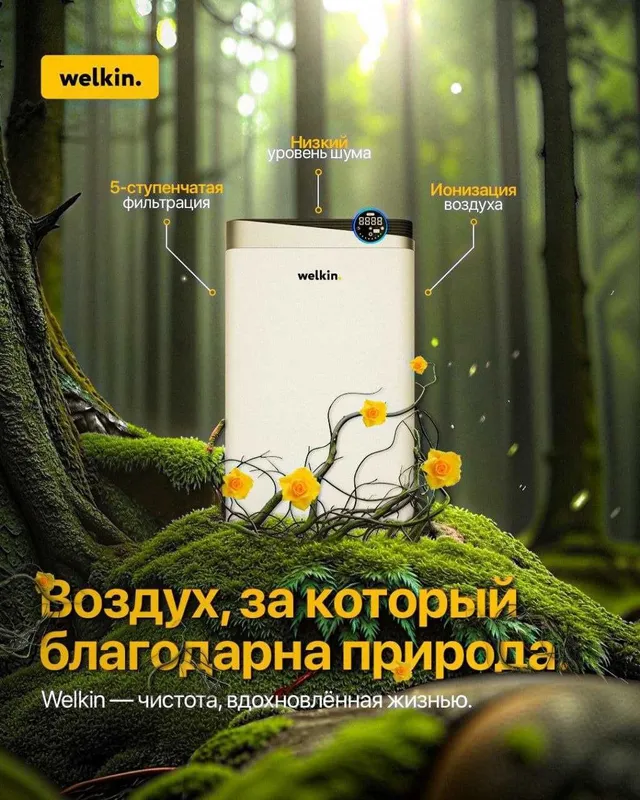 Очиститель воздуха+Увлажнитель Welkin Premium Model: K-08E до 60кв.м. — фото 3