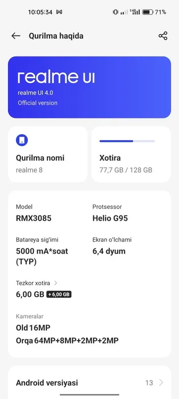 Realmi 8 hamajoyi radnoy 4 Realmi 8 hamajoyi radnoy 4