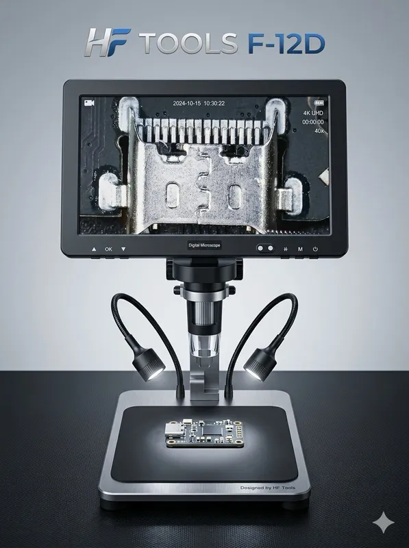 Цифровой микроскоп HF Tools F-12D 10.1" IPS для ремонта телефонов и пл