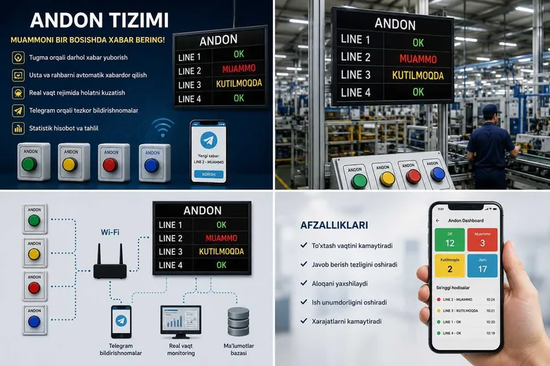 ANDON TIZIMI – Ishlab chiqarishingizni raqamlashtiring!