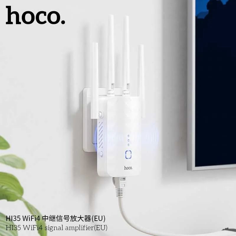 Hoco HI35 Wi-Fi4 300Mbps Репитер Усилитель Сигнала Repeater