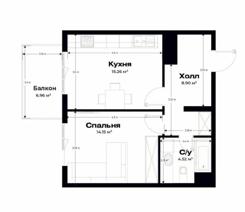 O'z Mahal ЖКda 1 xonali kvartira sotiladi 3