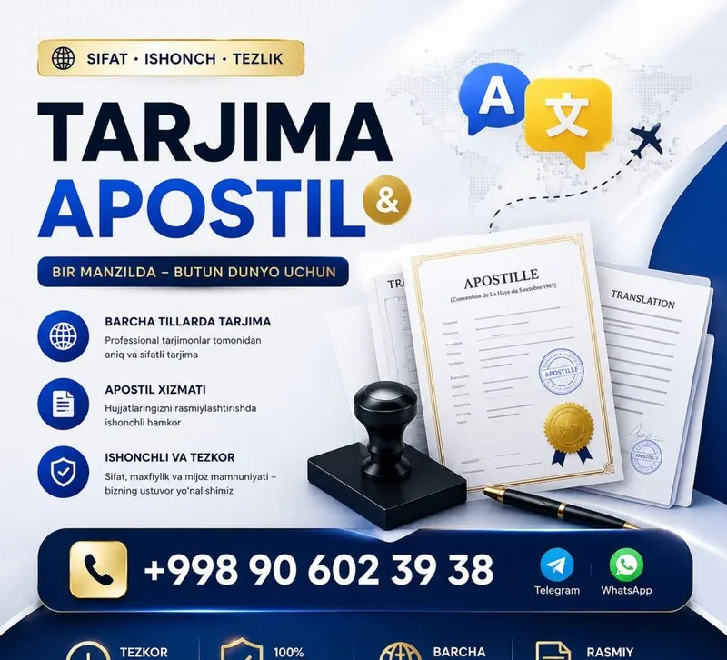 Tarjimonlik va apostil xizmatlati 2 Tarjimonlik va apostil xizmatlati 2