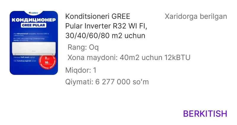 GREE Konditsioner 12talik wi li germaniyaniki 3