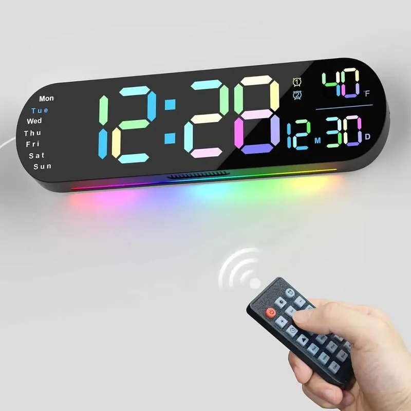 RGB Настенные электронные часы LED с пультом, Devor soat RGB pultli