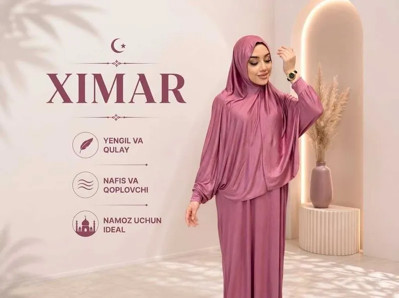 Ximar namoz libosi - yumshoq mato, erkin bichimli, qulay yopiq model. 1 Ximar namoz libosi - yumshoq mato, erkin bichimli, qulay yopiq model. 1