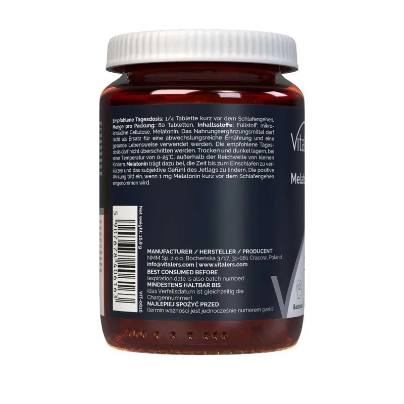 Vitalers Melatonin — Мелатонин 60 таблеток, 4 мг / Made in Europe 4 Vitalers Melatonin — Мелатонин 60 таблеток, 4 мг / Made in Europe 4