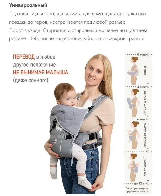 Рюкзак-кенгуру Чудо-чадо Универсальный анатомический BabyActive — фото 3