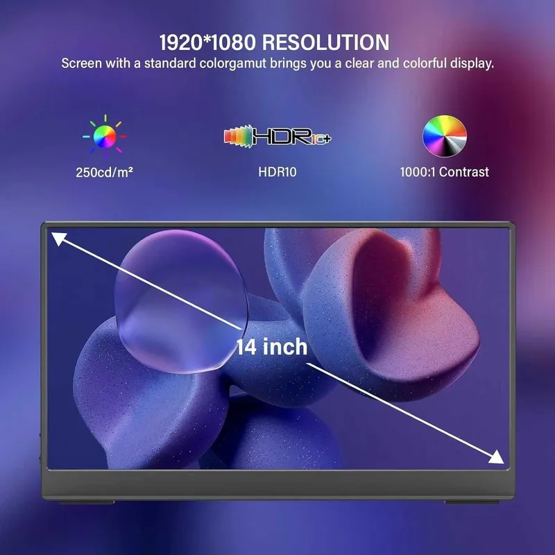 14" IPS FULLHD Портативный монитор для ноутбука ,телефона,приставки — фото 2