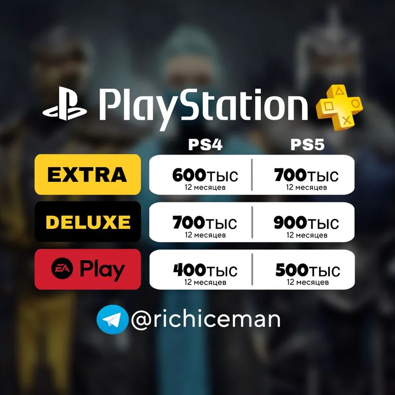 Подписка PS Plus Deluxe, Extra, EA Play на 12 месяцев