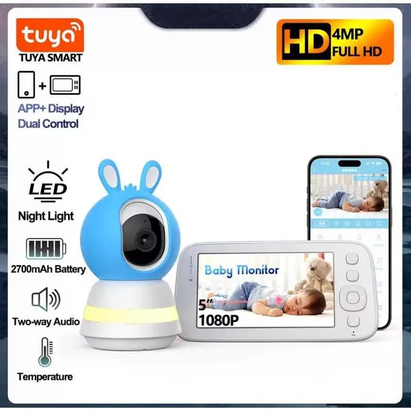 Baby Monitor B2, 5" HD, камера + экран, новый видеоняня Tuya Smart