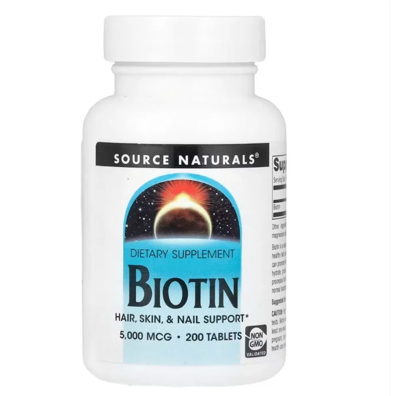 Витамин красоты Биотин ,Source Naturals, Biotin,5000мг.200 таблеток — фото 2