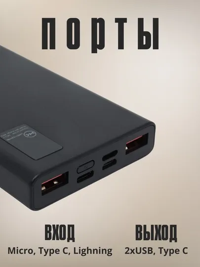 Повербанк Wekome WP-121 10000MaH QC3.0, PD, 22.5 W — фото 2 Повербанк Wekome WP-121 10000MaH QC3.0, PD, 22.5 W — фото 2
