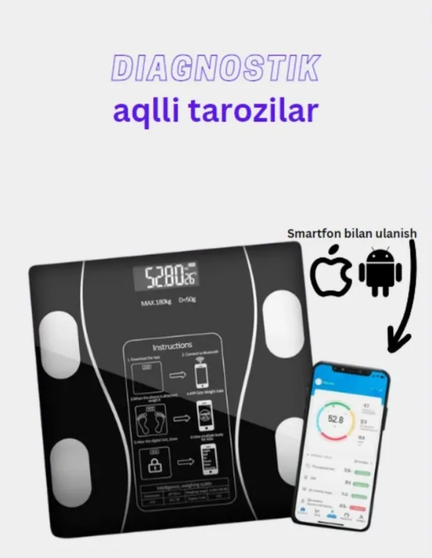 Aqlli tarozi. 180 kg gacha. — фото 2 Aqlli tarozi. 180 kg gacha. — фото 2