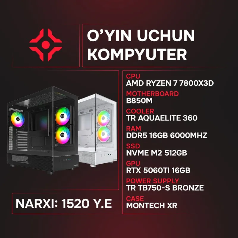 Ryzen 7 7800X3D / 16Gb 6000MHz / NVMe 512Gb / RTX 5060Ti 16Gb Ryzen 7 7800X3D / 16Gb 6000MHz / NVMe 512Gb / RTX 5060Ti 16Gb