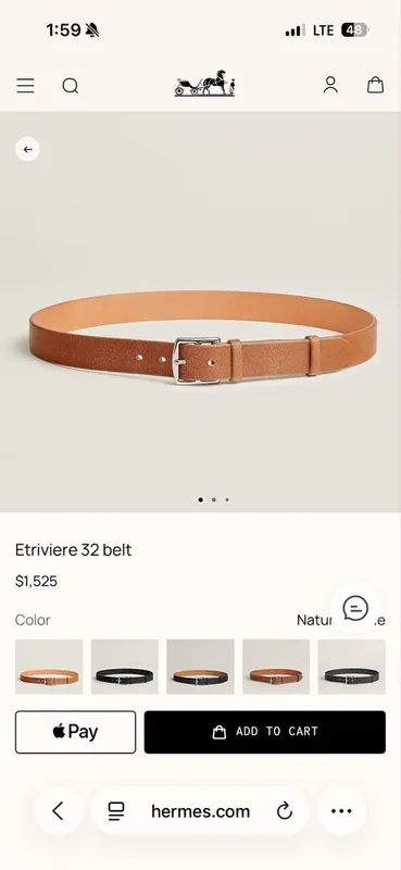 Ремень Hermes 100% оригинал 1