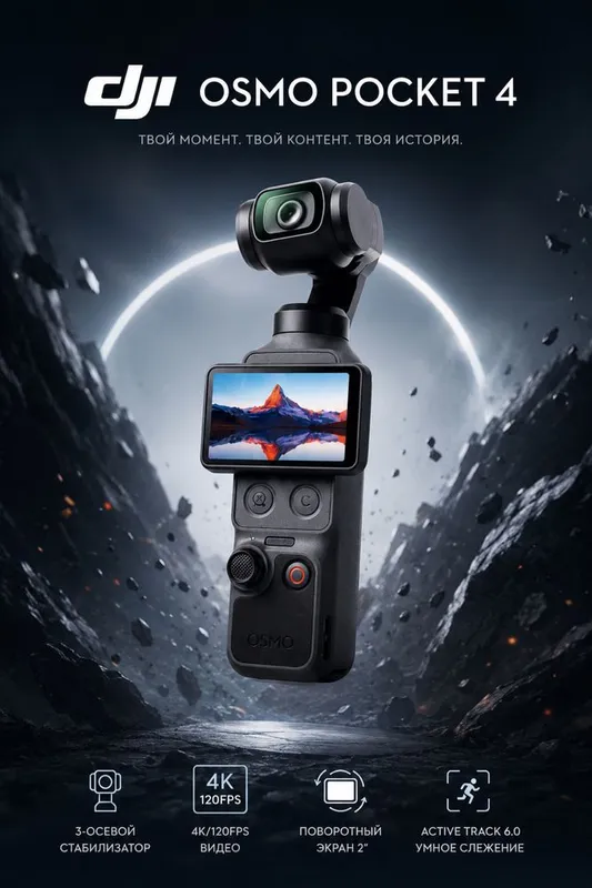 DJI Osmo Pocket 4 Creator Combo | 4K камера | Стабилизатор | Новая