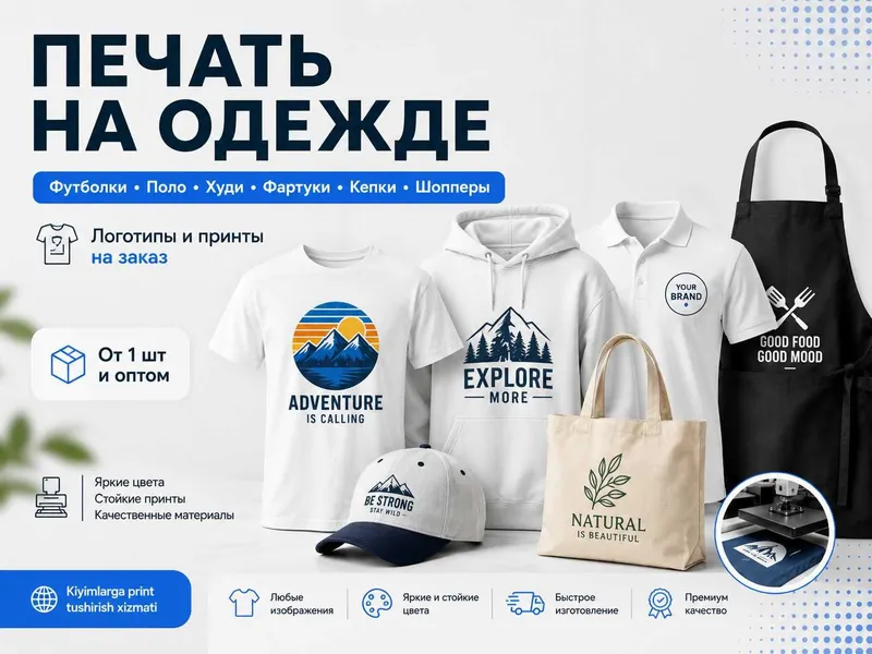 Печать на футболках, худи, кепках, шоперах | DTF принт и логотипы