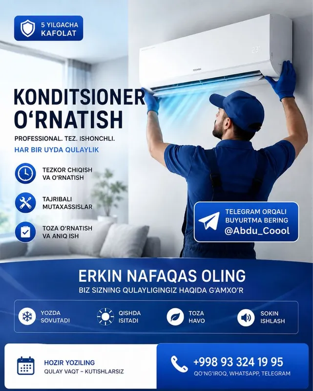 Konditsioner o’rinatamiz sifatli xizmat 24/7 — фото 1
