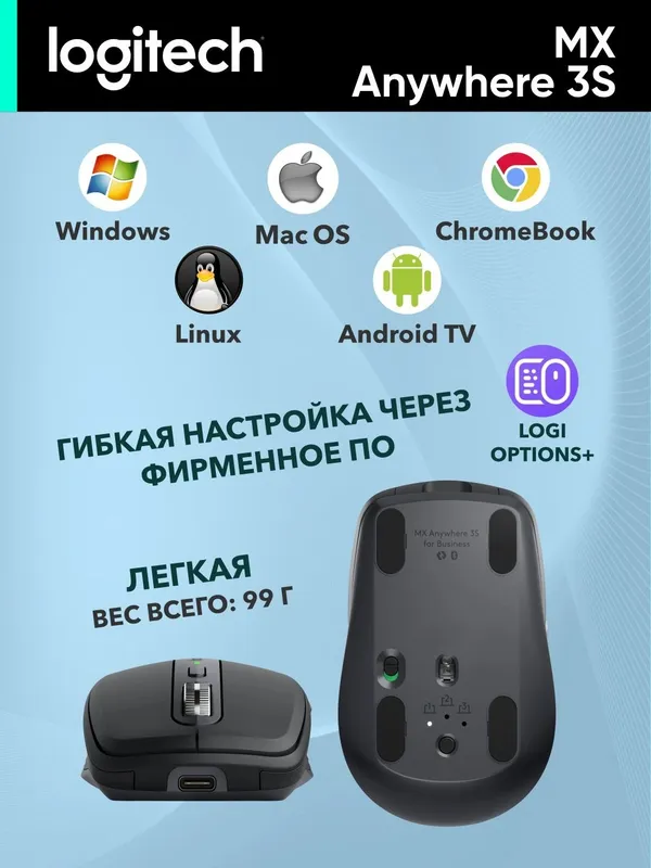 Беспроводная мышка LOGITECH MX Anywhere 3S (2,4 GHz / Bluetooth) — фото 1