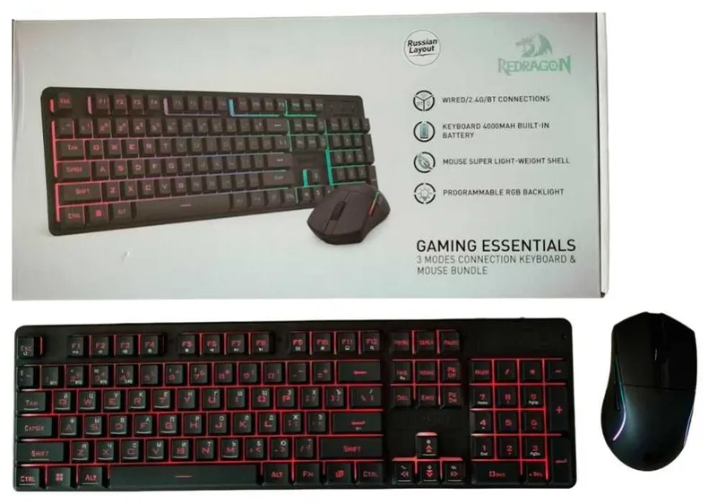 Redragon S107KS 3 ВИДА ПОДКЛЮЧЕНИЯ мембранная клавиатура + мышь