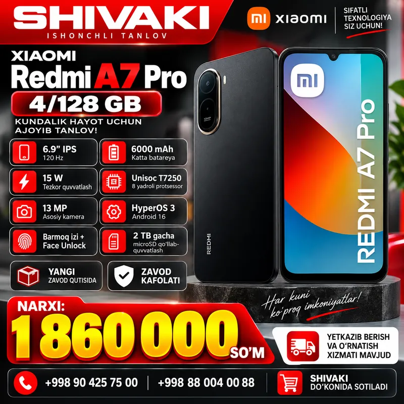 Xiaomi Redmi A7 Pro 4/128GB 6.9" 6000mAh yangi Xiaomi Redmi A7 Pro 4/128GB 6.9" 6000mAh yangi
